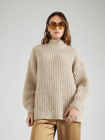 Monki Oversized trui in Beige: voorkant