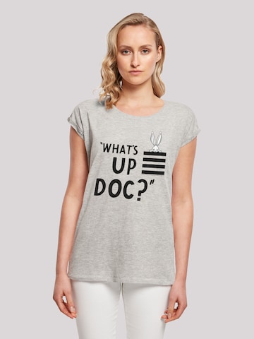 F4NT4STIC Shirt 'Looney Tunes Bugs Bunny What's Up Doc' in Grijs: voorkant