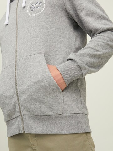 JACK & JONES Zip-Up Hoodie 'STAMP' in Grey