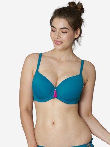 SugarShape T-shirt Bikini Top 'Formentera' in Blue: front