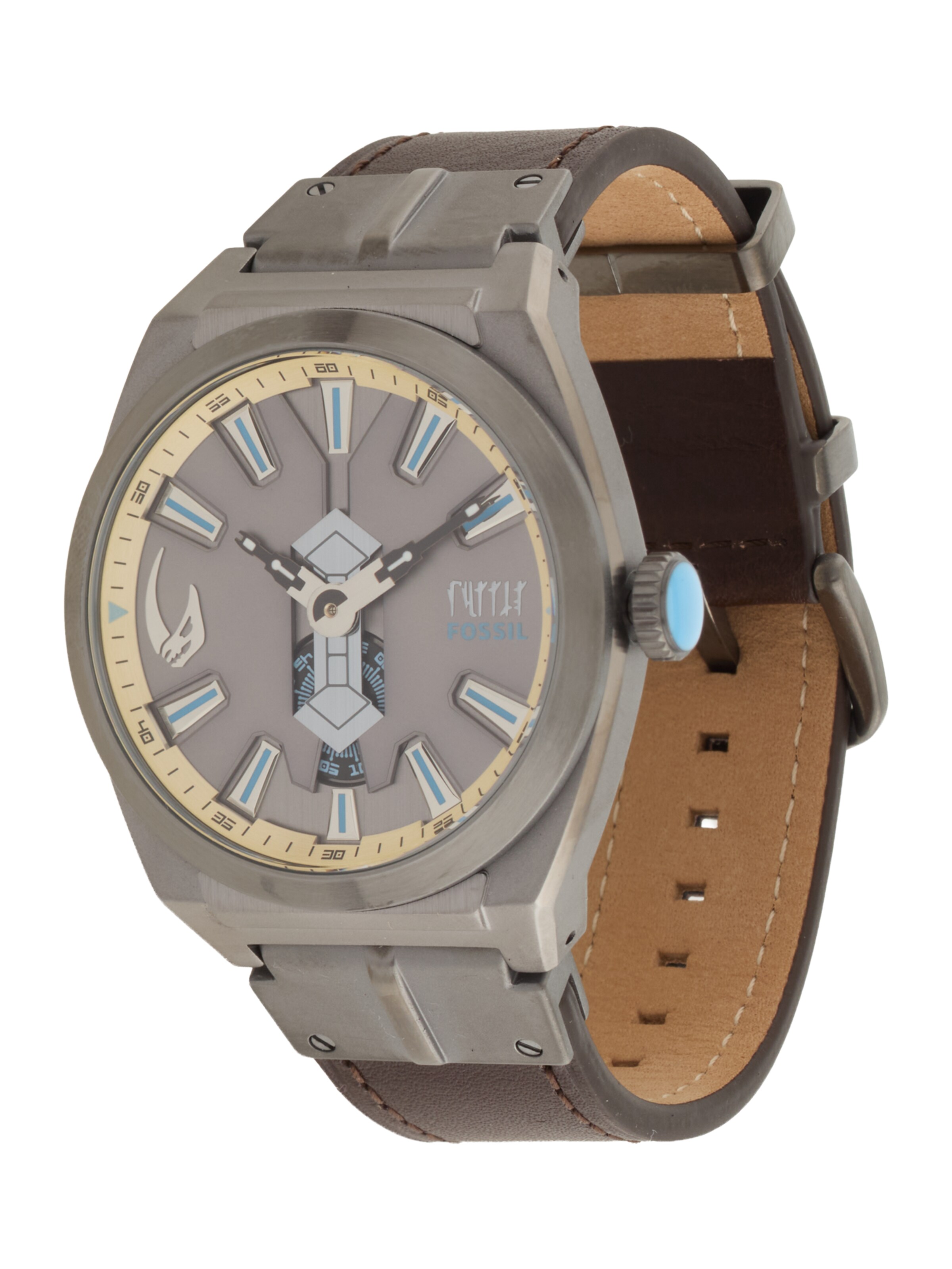 FOSSIL Uhr 'EVERETT MANDALORIAN' in One Size in dunkelbraun / grau, Produktansicht
