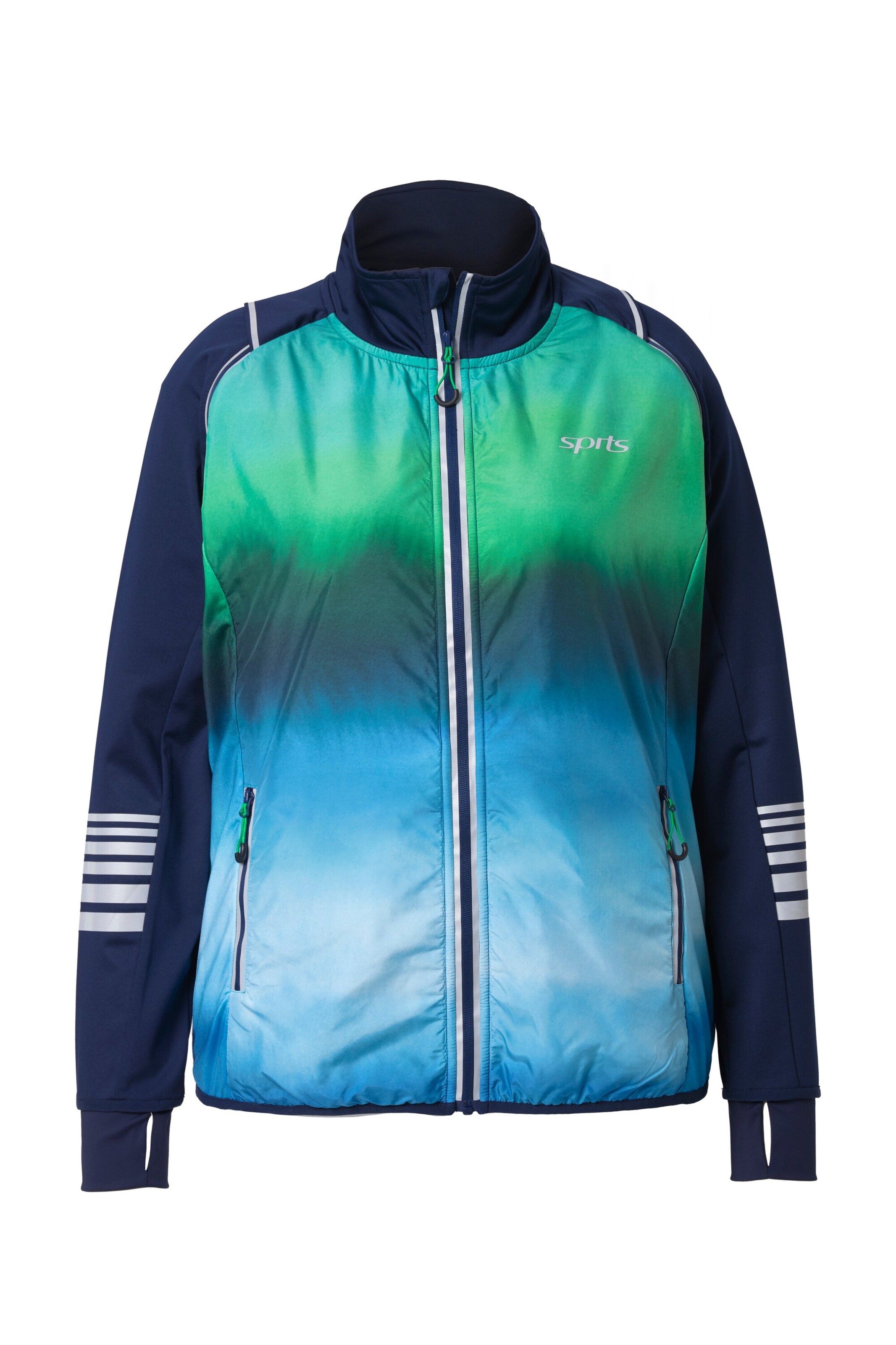 Ulla Popken Sweat jacket in Blue / Dark blue / Green, Item view