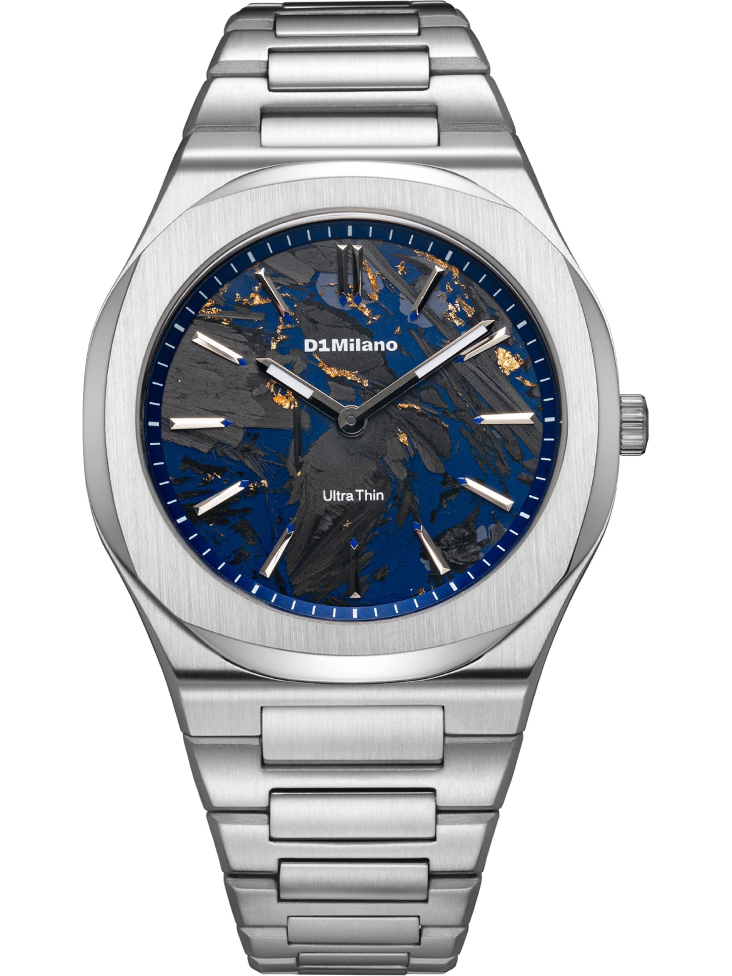 D1 Milano Analoguhr in Silber: Vorderseite