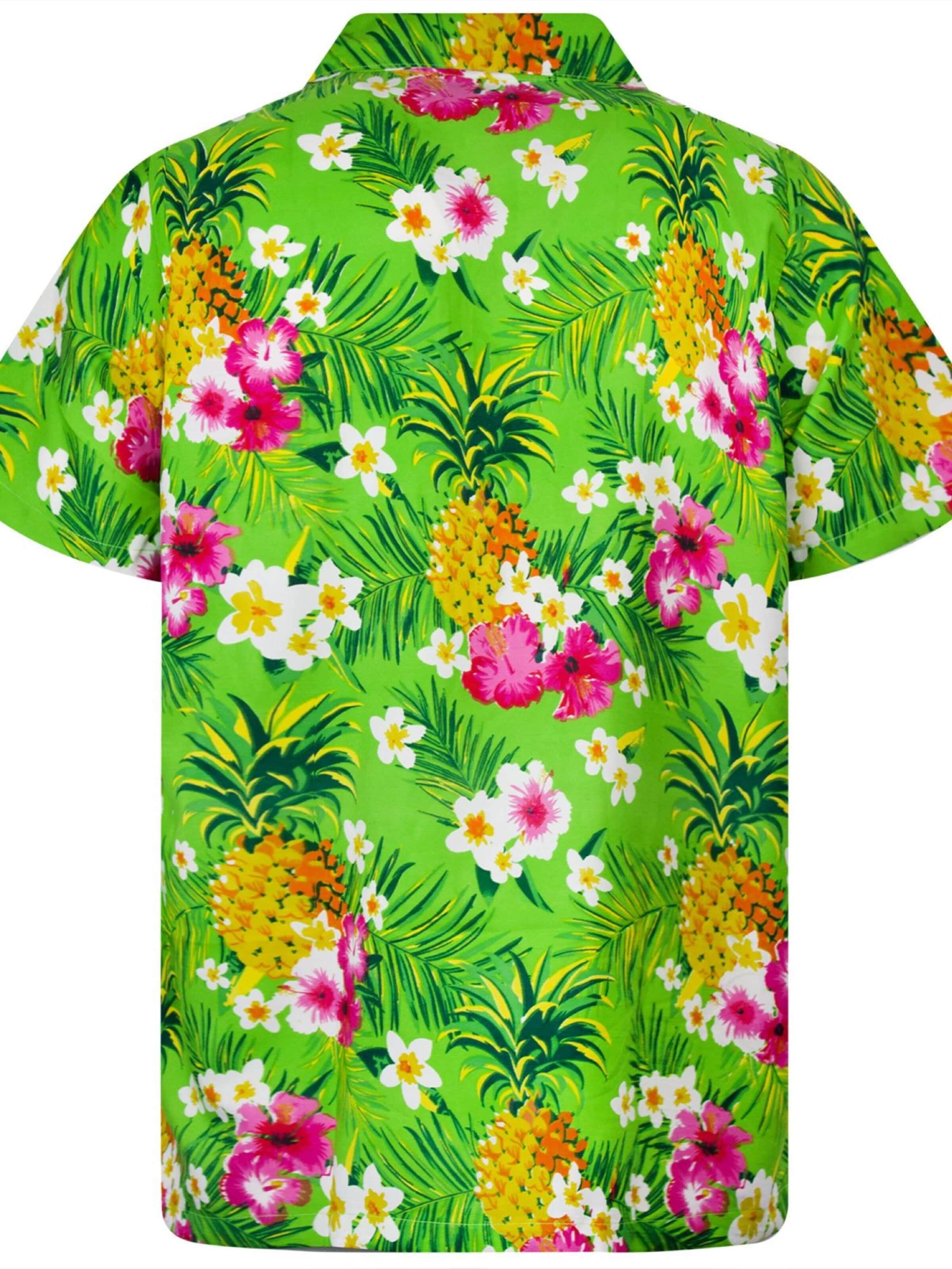 King Kameha Shirt 'Pineapple Flowers'‌‌‌ in Grün