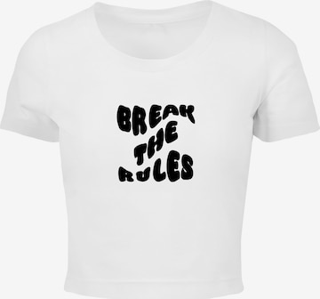 Merchcode T-Shirt 'Break The Rules' in Weiß: Vorderseite