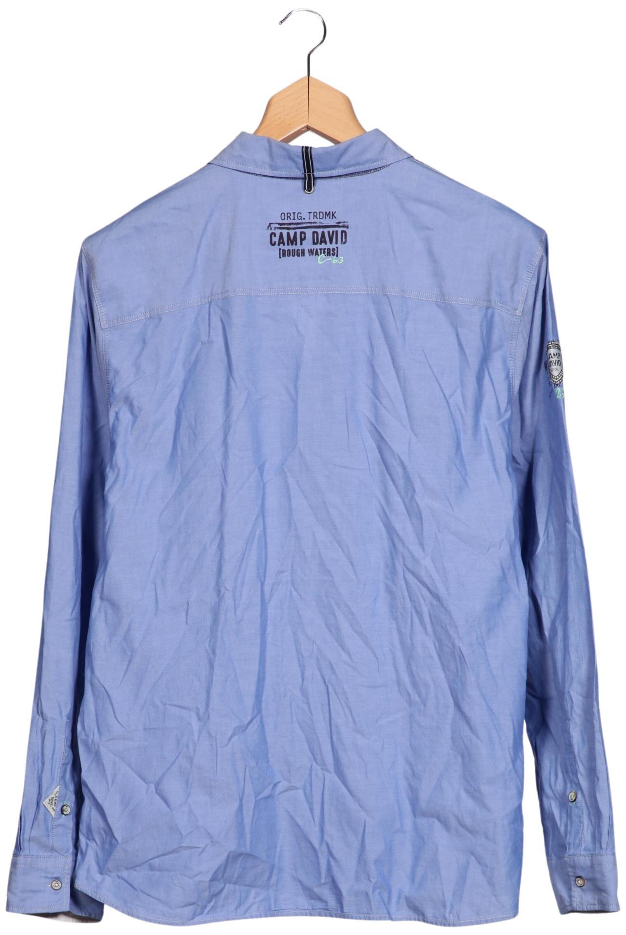 CAMP DAVID Button Up Shirt in 4XL in Blue