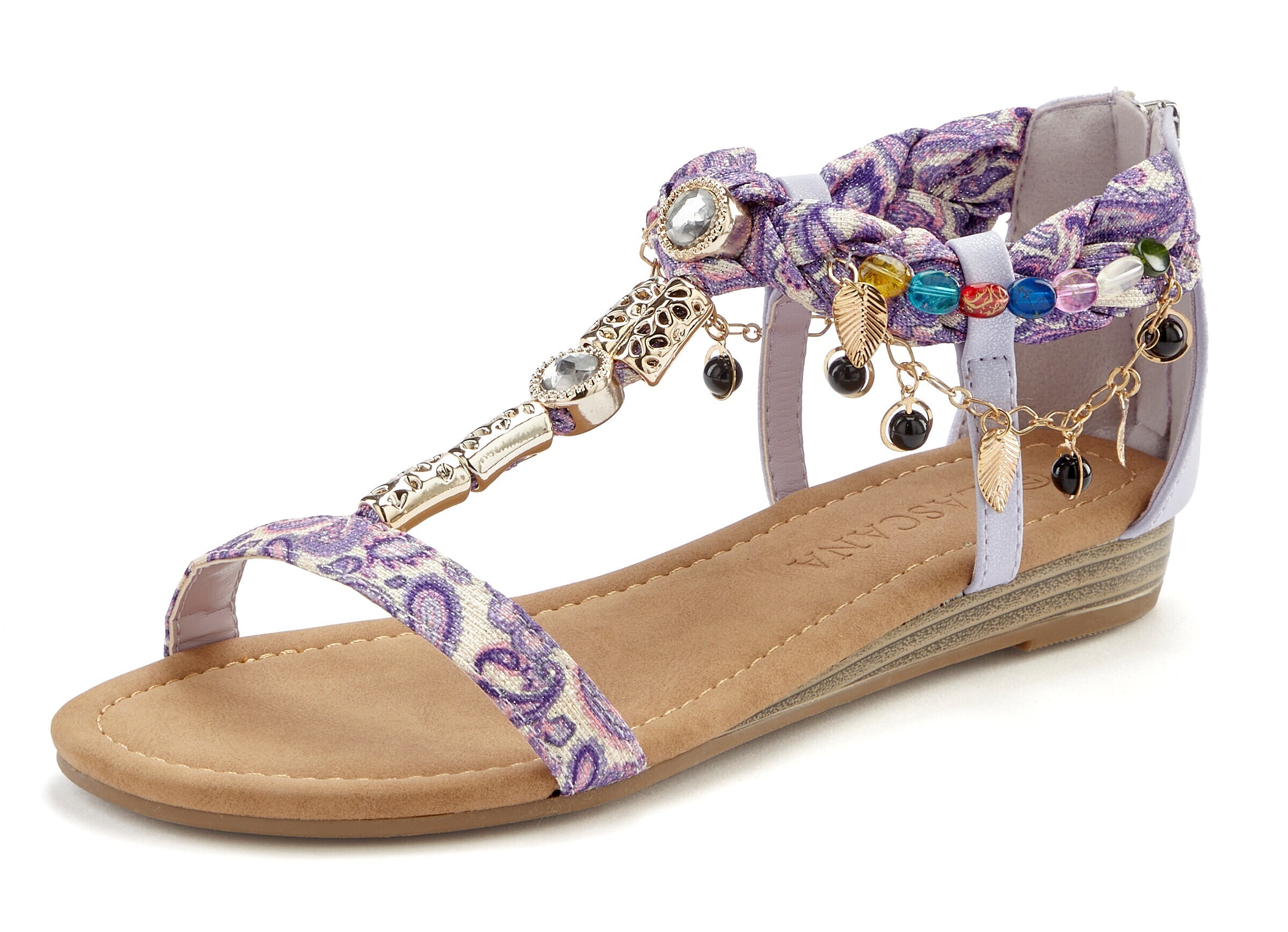 LASCANA Босоножки с ремешком в Лиловый: спереди