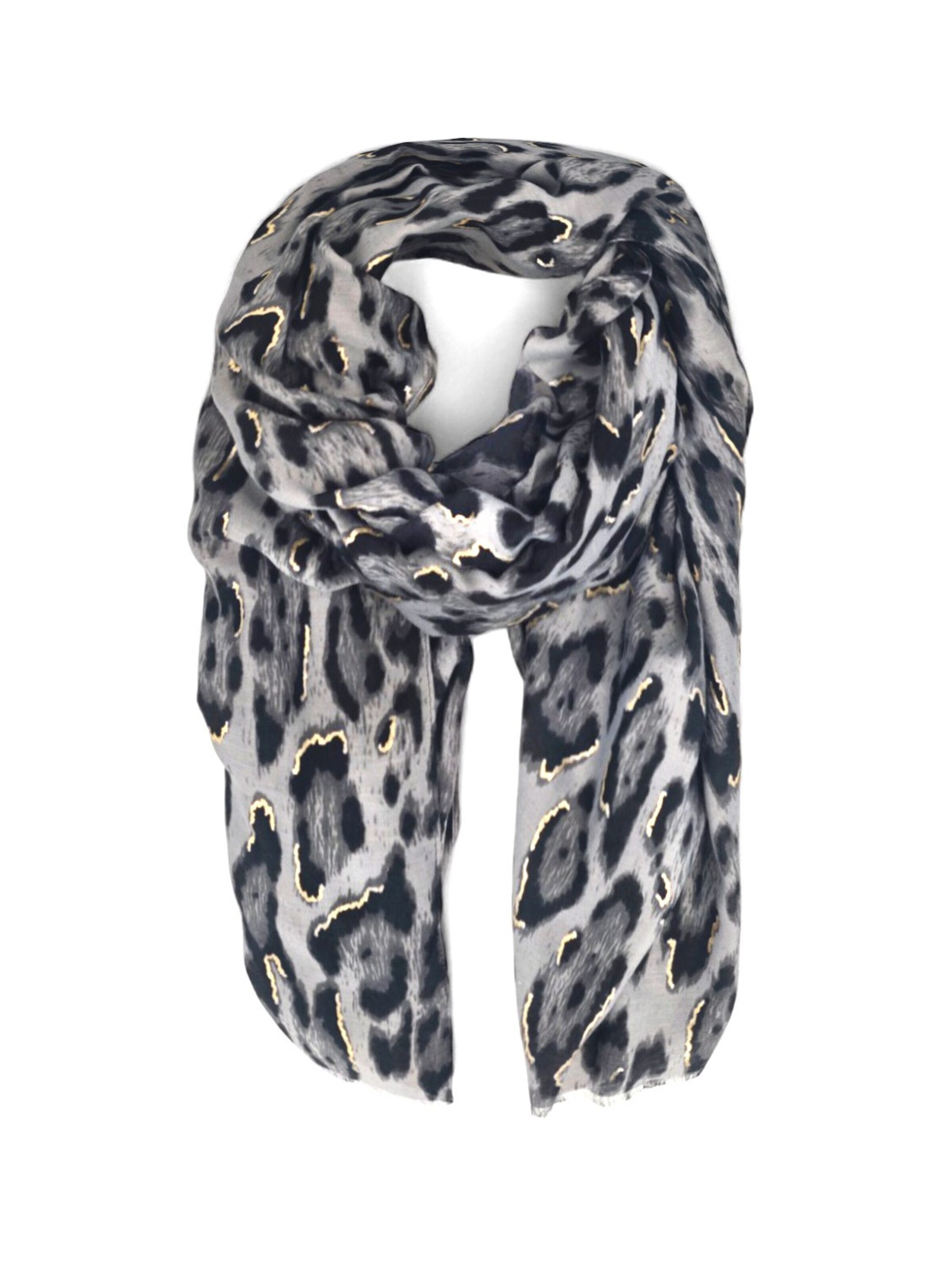 styleBREAKER Schal 'Schal Leoparden Muster Gold Metallic'‌‌‌‌‌‌‌‌‌‌ in One Size in grau, Produktansicht