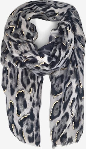 styleBREAKER Scarf 'Schal Leoparden Muster Gold Metallic' in Grey: front