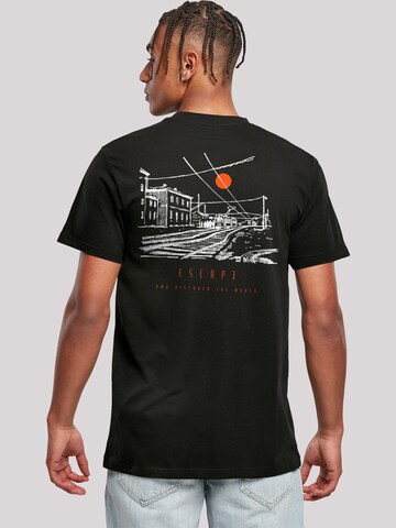 T-Shirt 'Escape Discover The World Town Train Station' F4NT4STIC en noir : devant