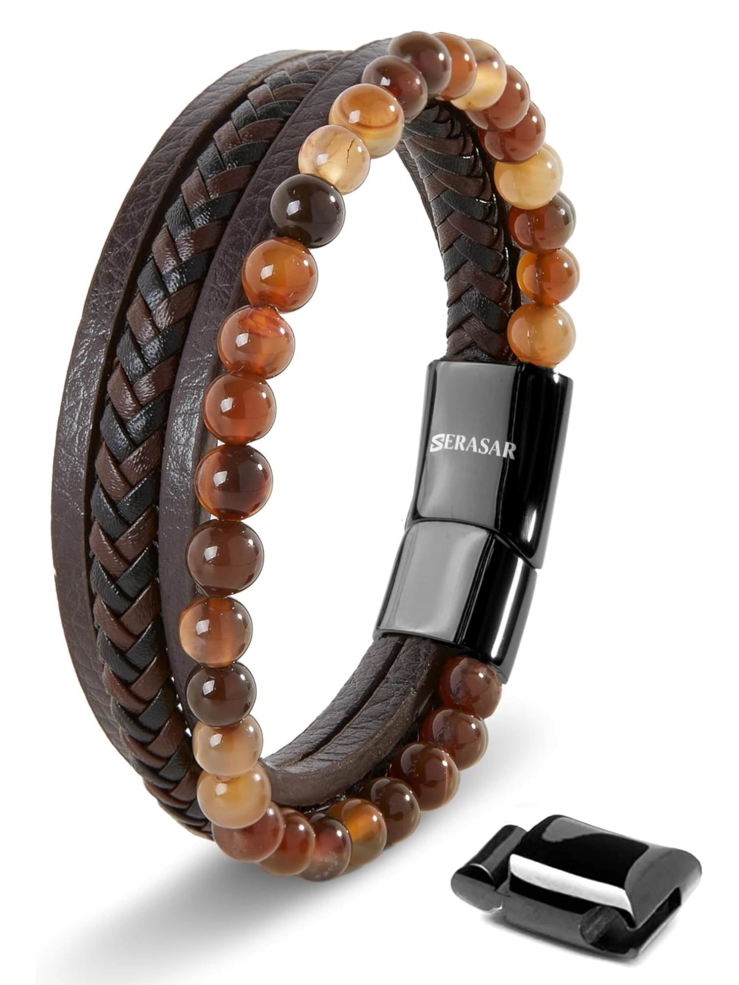 SERASAR Bracelet 'Stone' in Brown: front