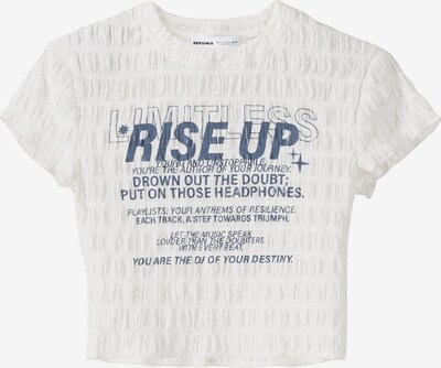 Bershka T-shirt en bleu foncé / blanc cassé, Vue avec produit