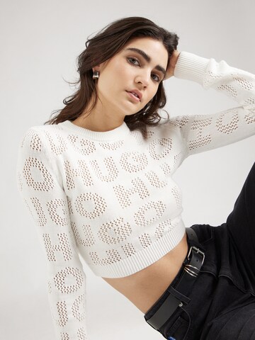 HUGO Sweater 'Sarahred' in White