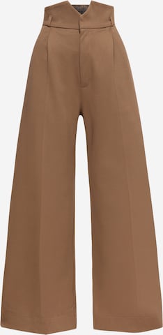 JIORO Wide leg Broek 'ESSENTIALS' in Beige: voorkant