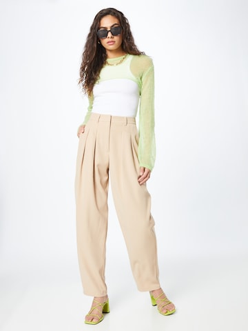 Nasty Gal Loose fit Pleat-front trousers in Beige