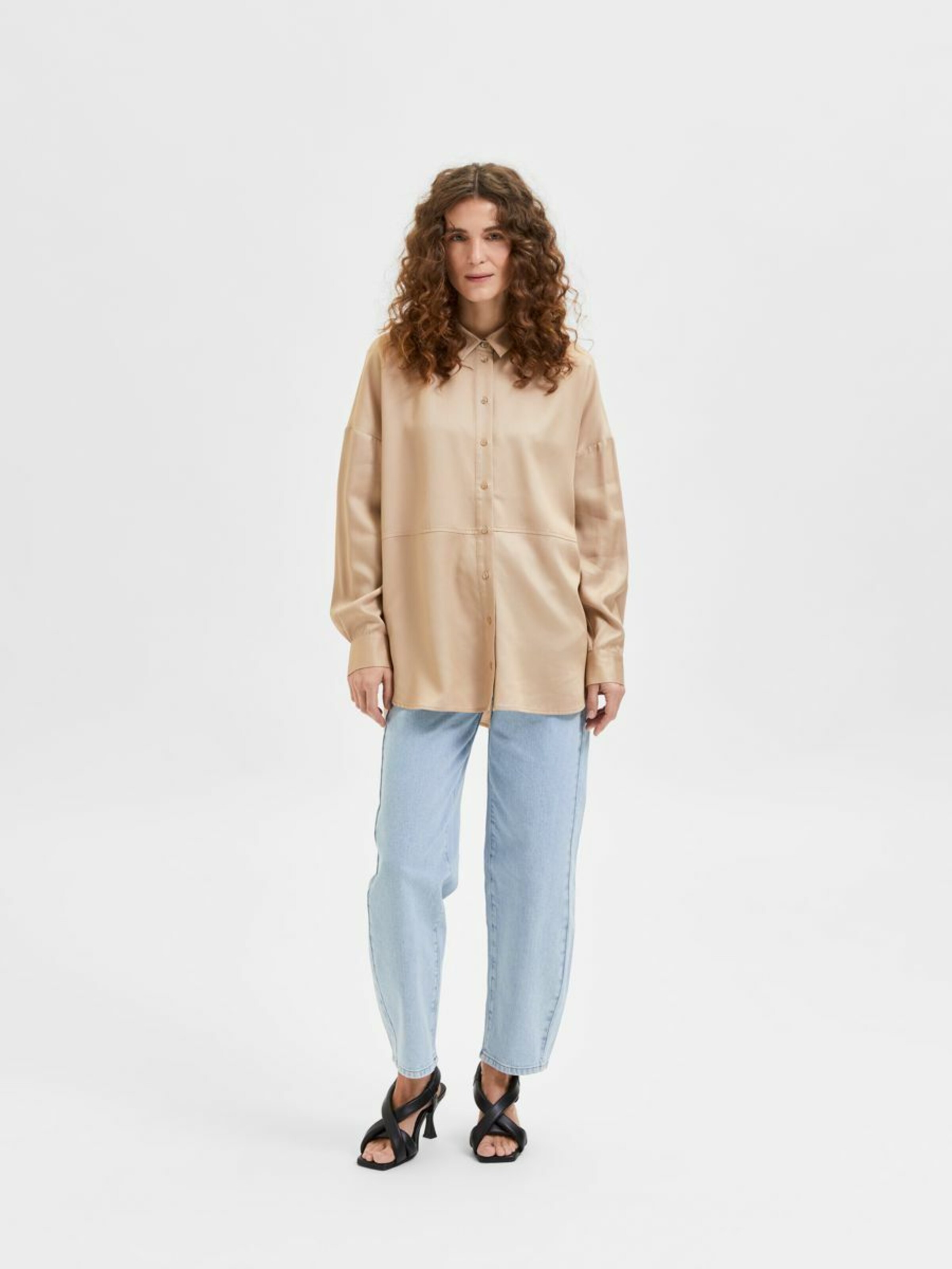 Frauen Große Größen SELECTED FEMME Bluse in Beige - IK01038 Frauen Große Größen SELECTED FEMME Bluse in Beige - IK01038