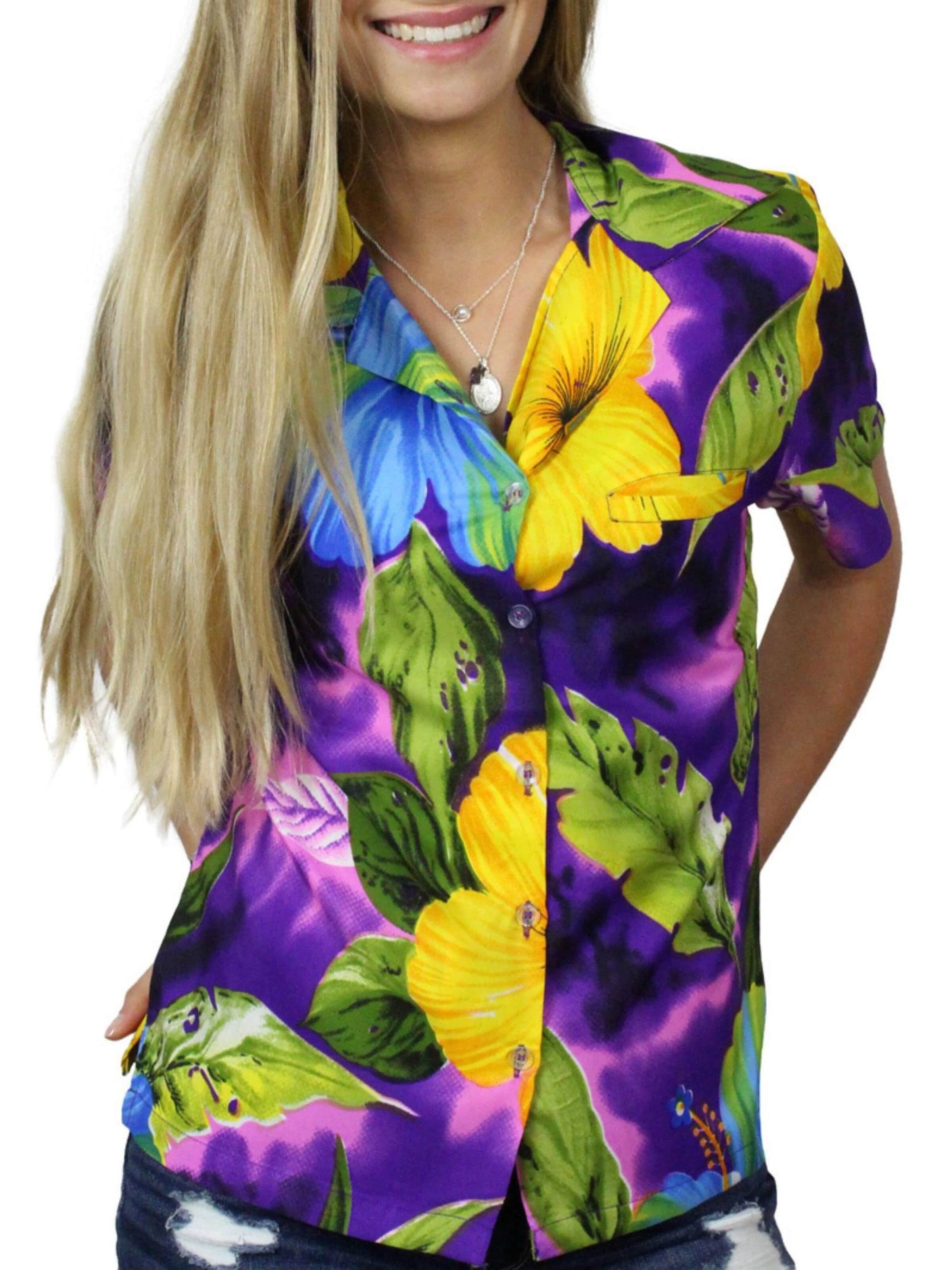 King Kameha Bluse 'Big Flower'‌‌‌‌‌‌ in Lila: Vorderseite