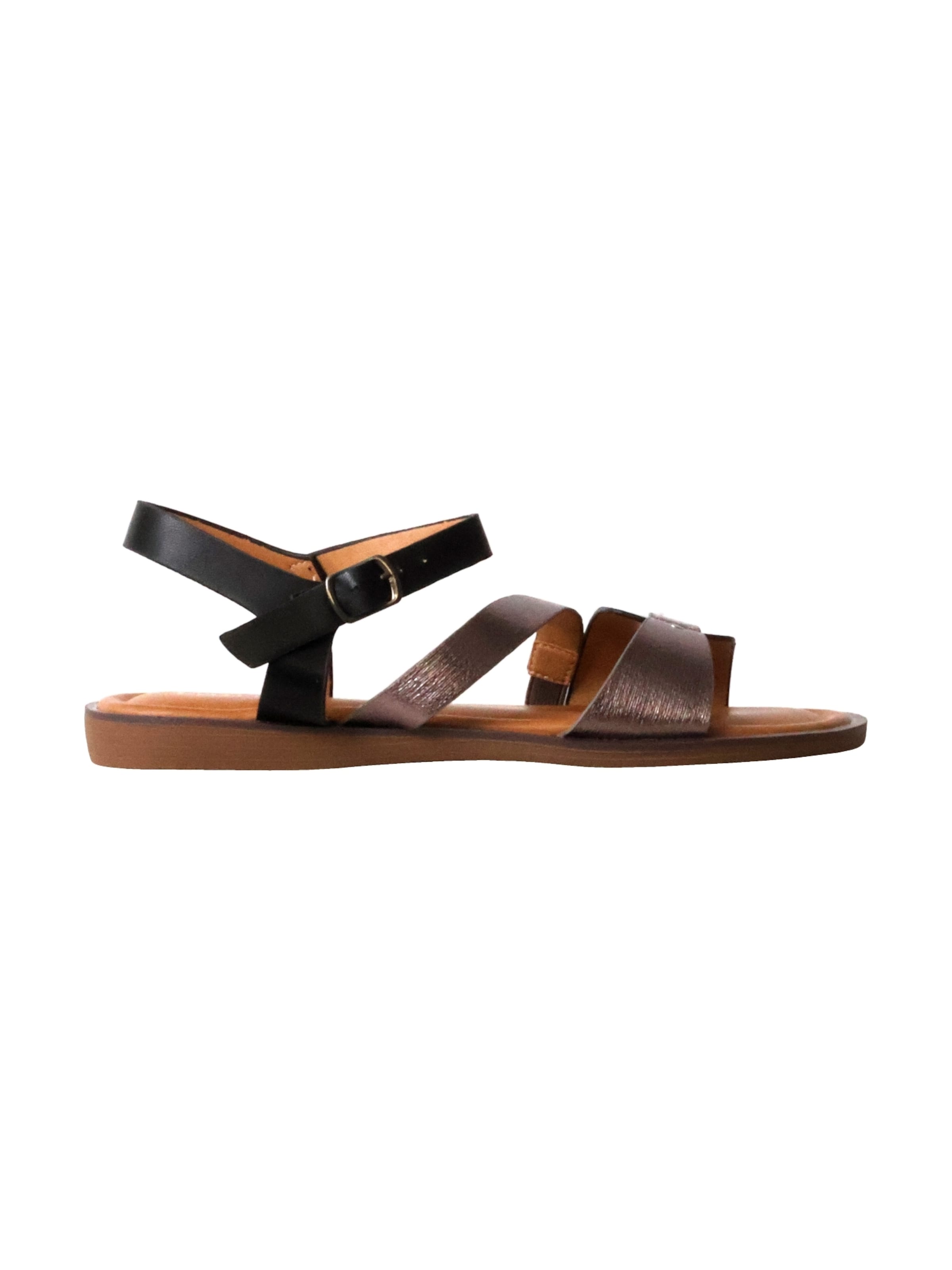 POTI PATI Sandaal 'Flache Sandalen mit Riemchen' in Zwart: voorkant