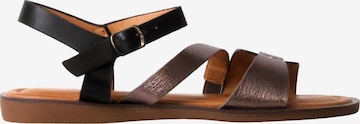 POTI PATI Sandaal 'Flache Sandalen mit Riemchen' in Zwart: voorkant
