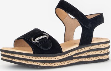 GABOR T-Bar Sandals in Black: front