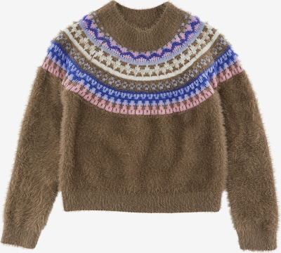 Little Pieces Sweter 'Eana' w kolorze niebieski / oliwkowy / różowy pudrowy / białym, Podgląd produktu