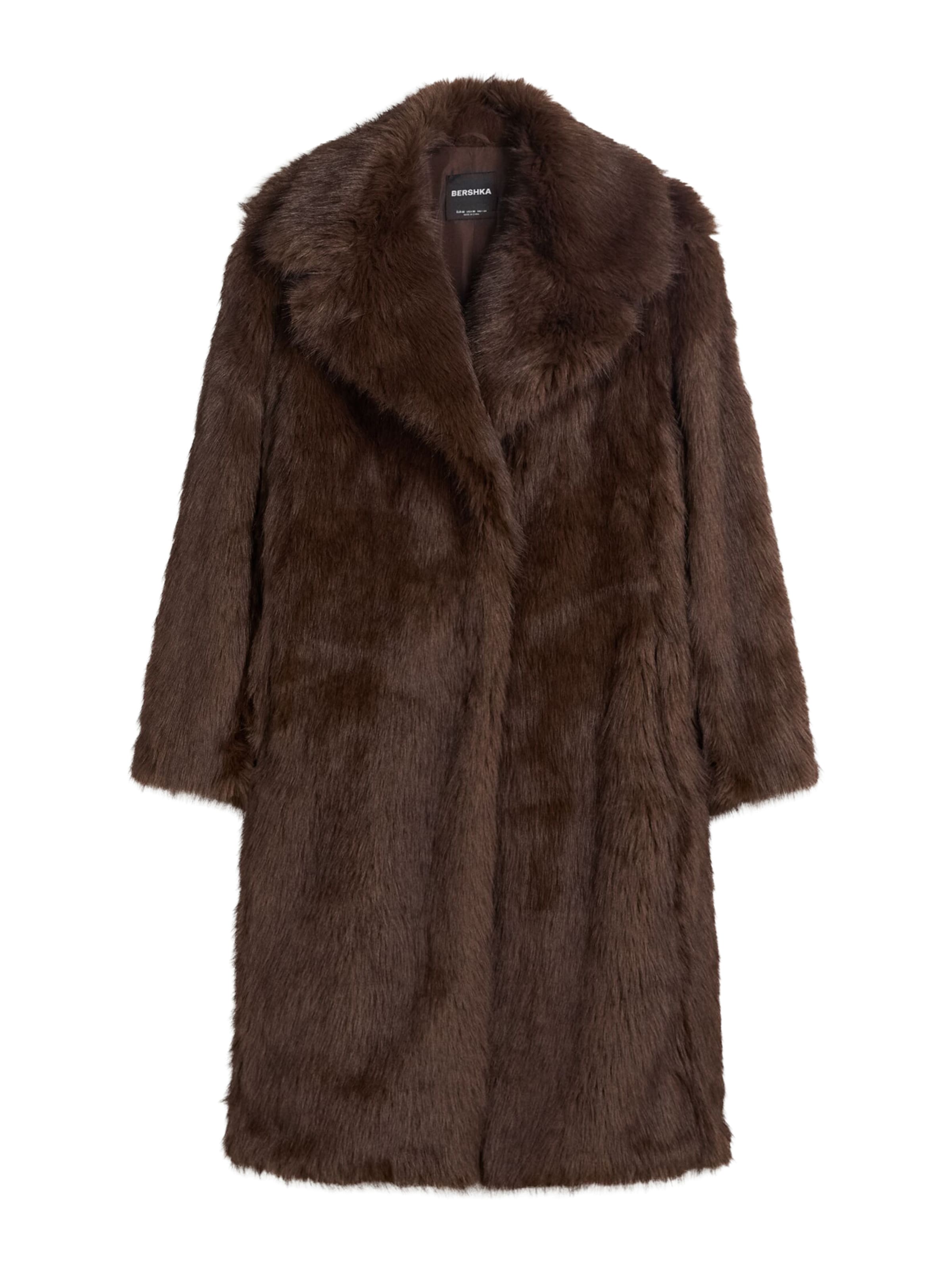 Palton de iarnă de la Bershka pe maro: față