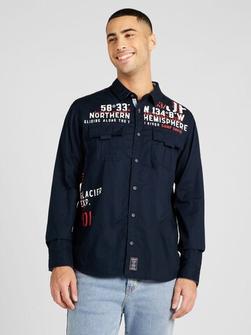 Coupe regular Chemise 'Alaska Ice Tour' CAMP DAVID en bleu : devant