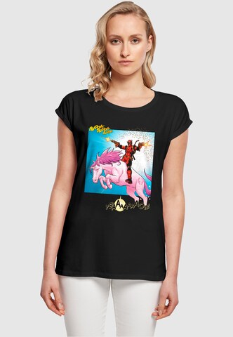 ABSOLUTE CULT T-Shirt 'Deadpool - Unicorn Battle' in Schwarz: Vorderseite