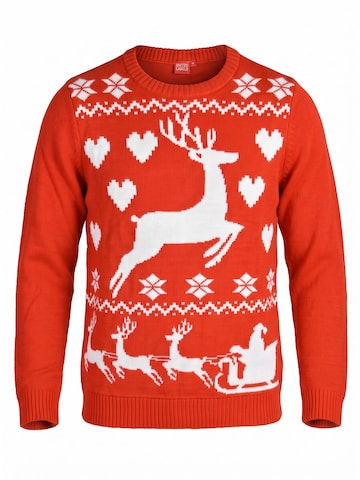 United Labels Sweater 'Weihnachtspullover Rentiere' in Red: front