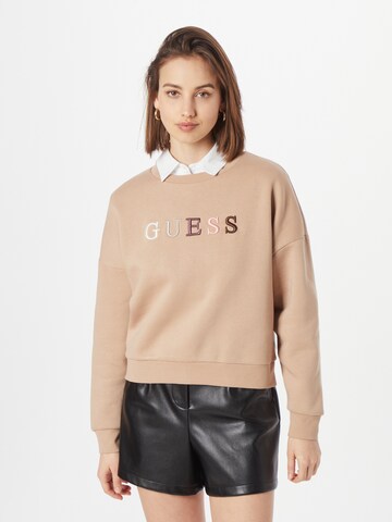 Sweat-shirt 'CLARA' GUESS en beige : devant