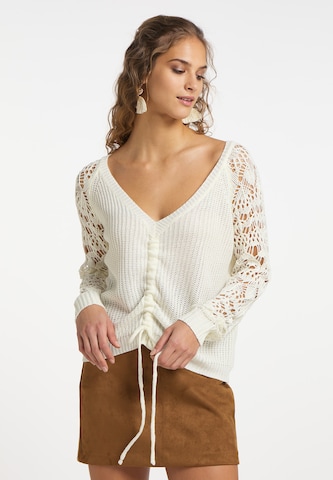 Pull-over IZIA en blanc : devant