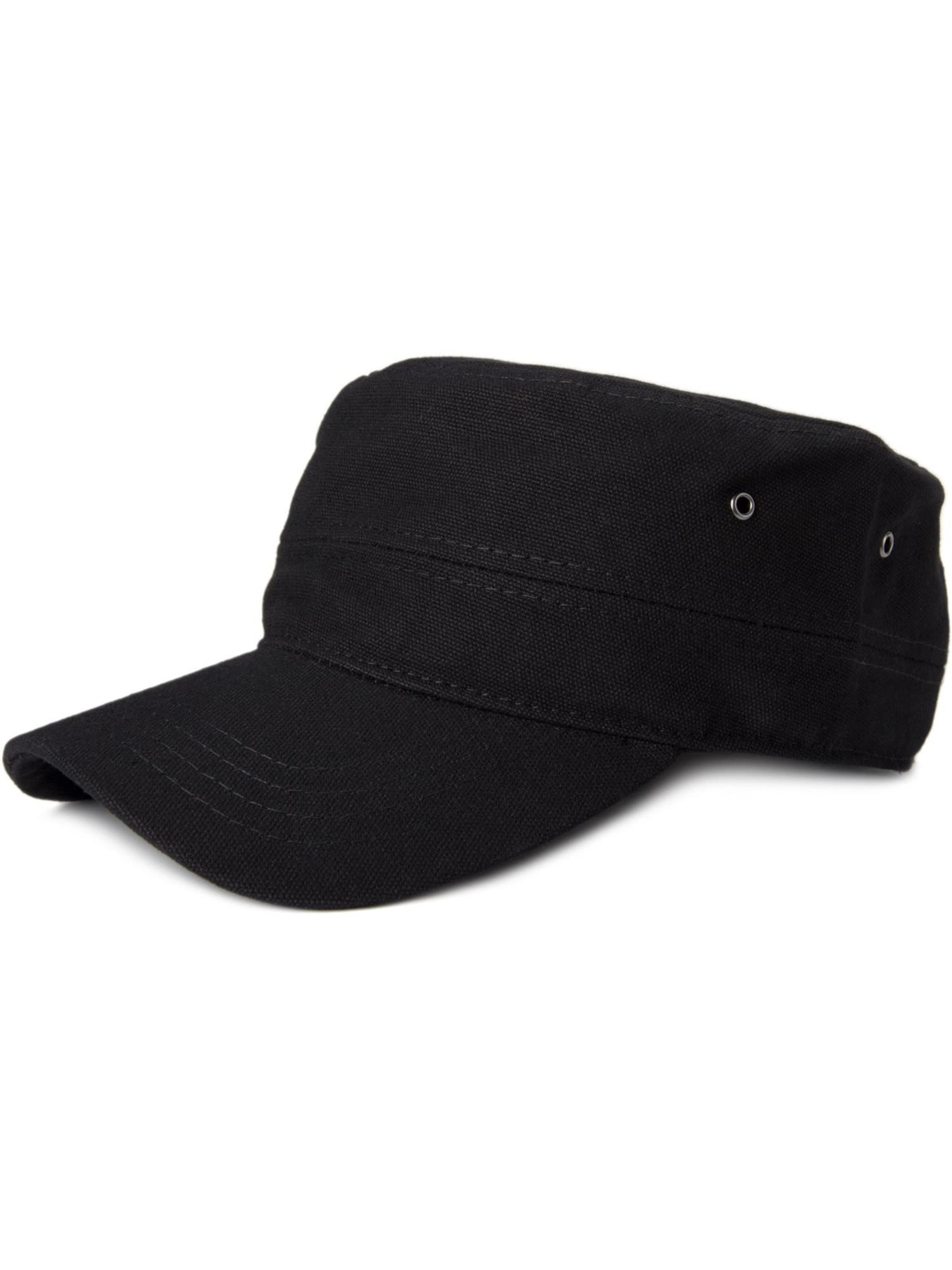styleBREAKER Cap 'Military Cap Baumwoll Canvas'‌‌‌ in Schwarz: Vorderseite