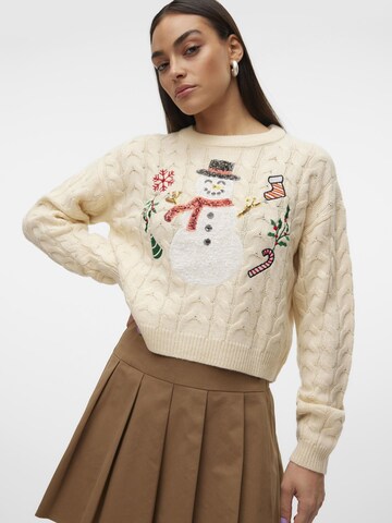 VERO MODA Pullover 'SNOWMAN' i beige