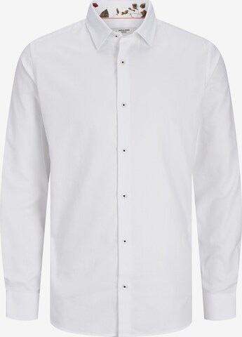 JACK & JONES Button Up Shirt 'Nordic Flores' in White: front