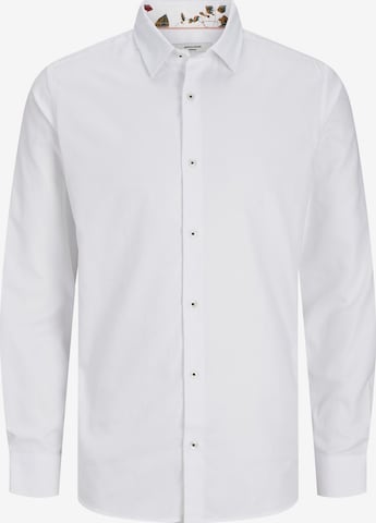 JACK & JONES Comfort fit Button Up Shirt 'Nordic Flores' in White: front