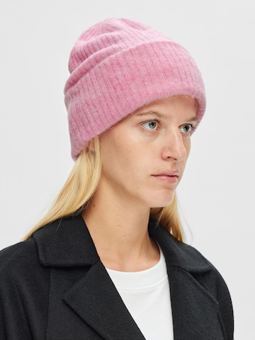 Bonnet SELECTED FEMME en rose : devant