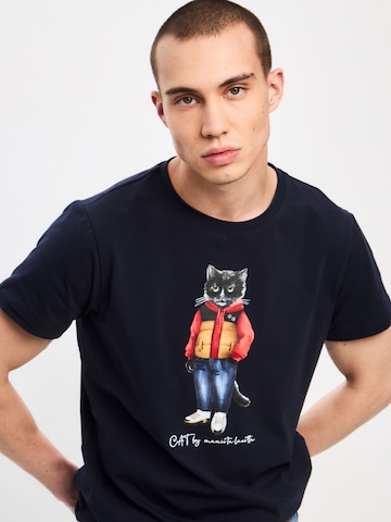 T-Shirt CAT by Maniita Lacitta en bleu