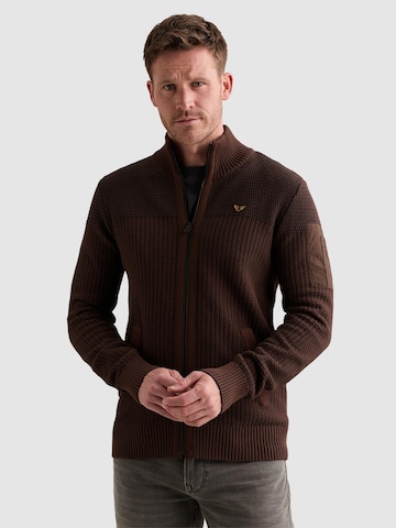 PME Legend Gebreid vest 'Cardigan with zipper closure and flight pocket' in Bruin