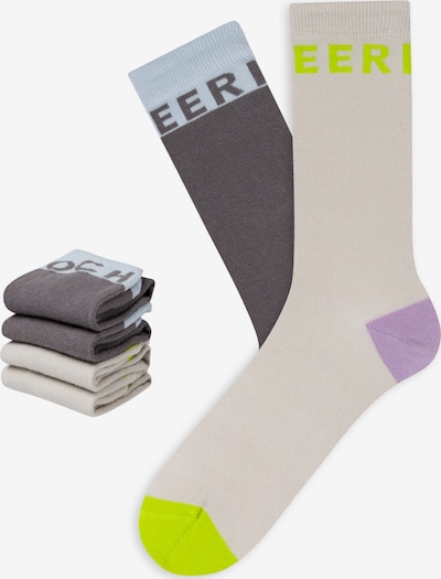 CHEERIO* Socken 'Best Friend' in grau / hellgrau / dunkelgrün / flieder, Produktansicht