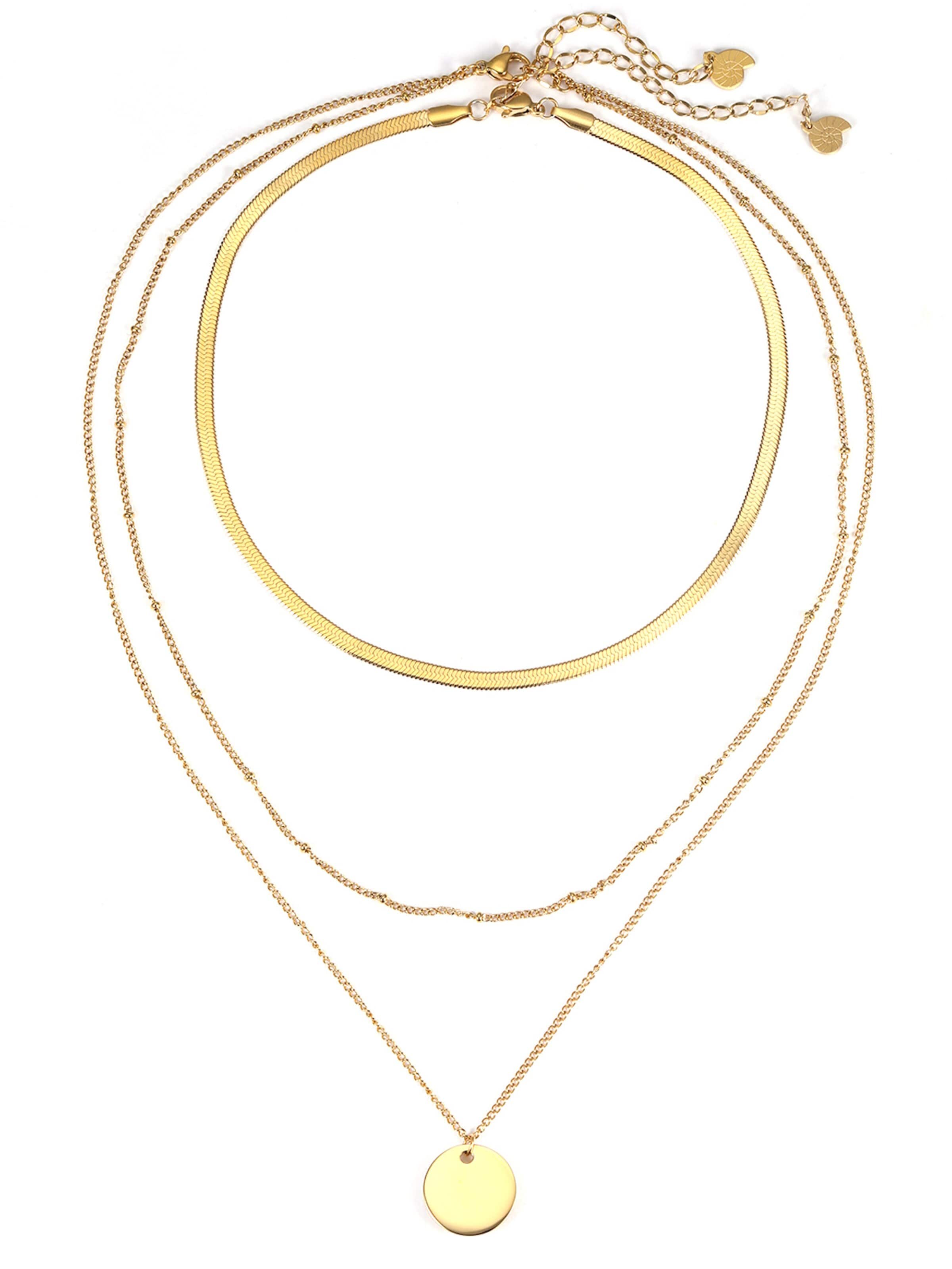 Hey Happiness Necklace 'Triplé' in Gold: front