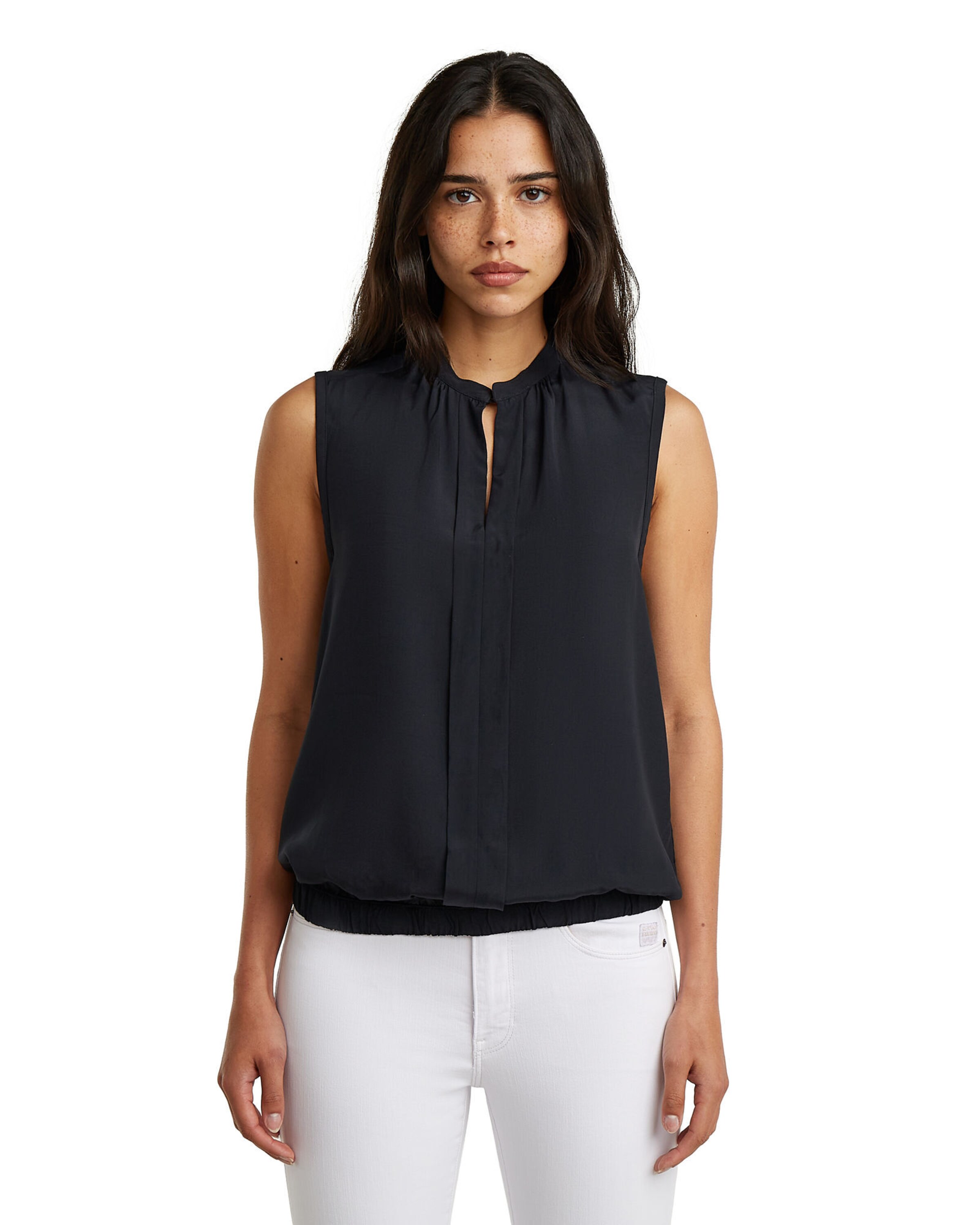 G-STAR Shirt 'Stand-Up Collar' in Black: front