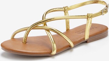 LASCANA T-Bar Sandals in Gold: front