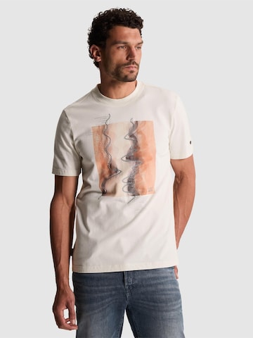 CAST IRON T-shirt 'Regular fit T-shirt with artwork' i beige: framsida