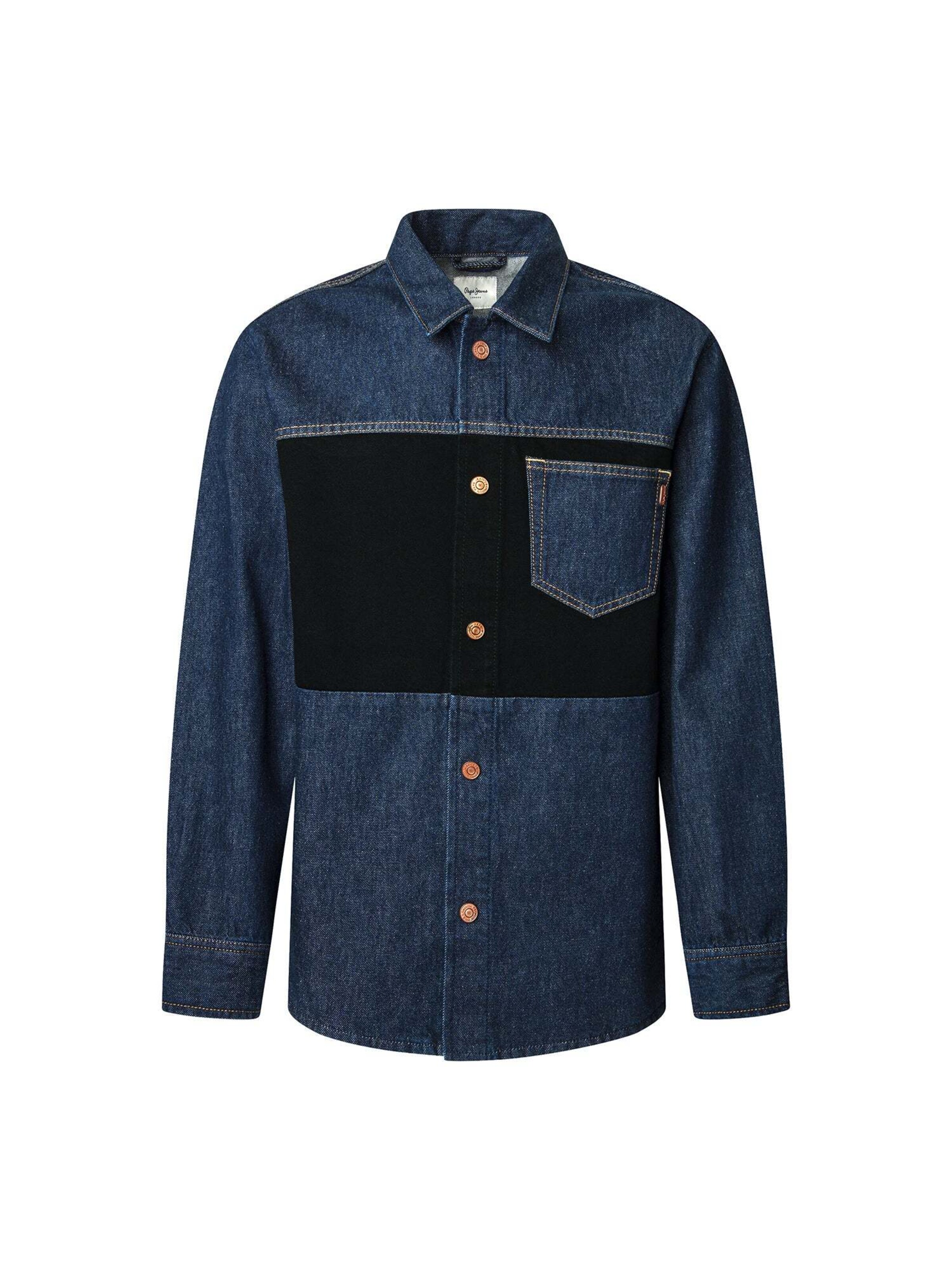 Pepe Jeans Comfort fit Button Up Shirt 'Baz' in Blue: front