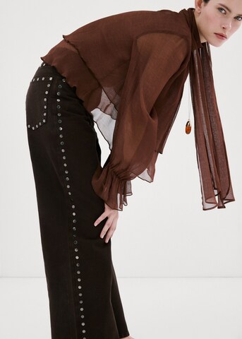 MANGO Wide leg Jeans 'Studs' in Brown