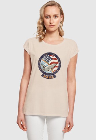Merchcode T-Shirt 'NASA - Faded' in Beige: Vorderseite