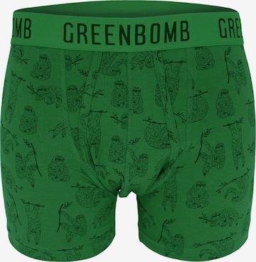 GREENBOMB Boxershorts 'Animal Sloth Hang' in Groen: voorkant