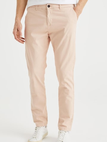 Coupe slim Pantalon chino WE Fashion en rose : devant