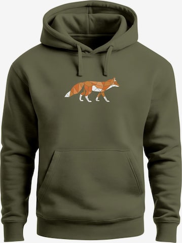 Neverless Sweatshirt 'Fuchs Polygon' in Grün: Vorderseite