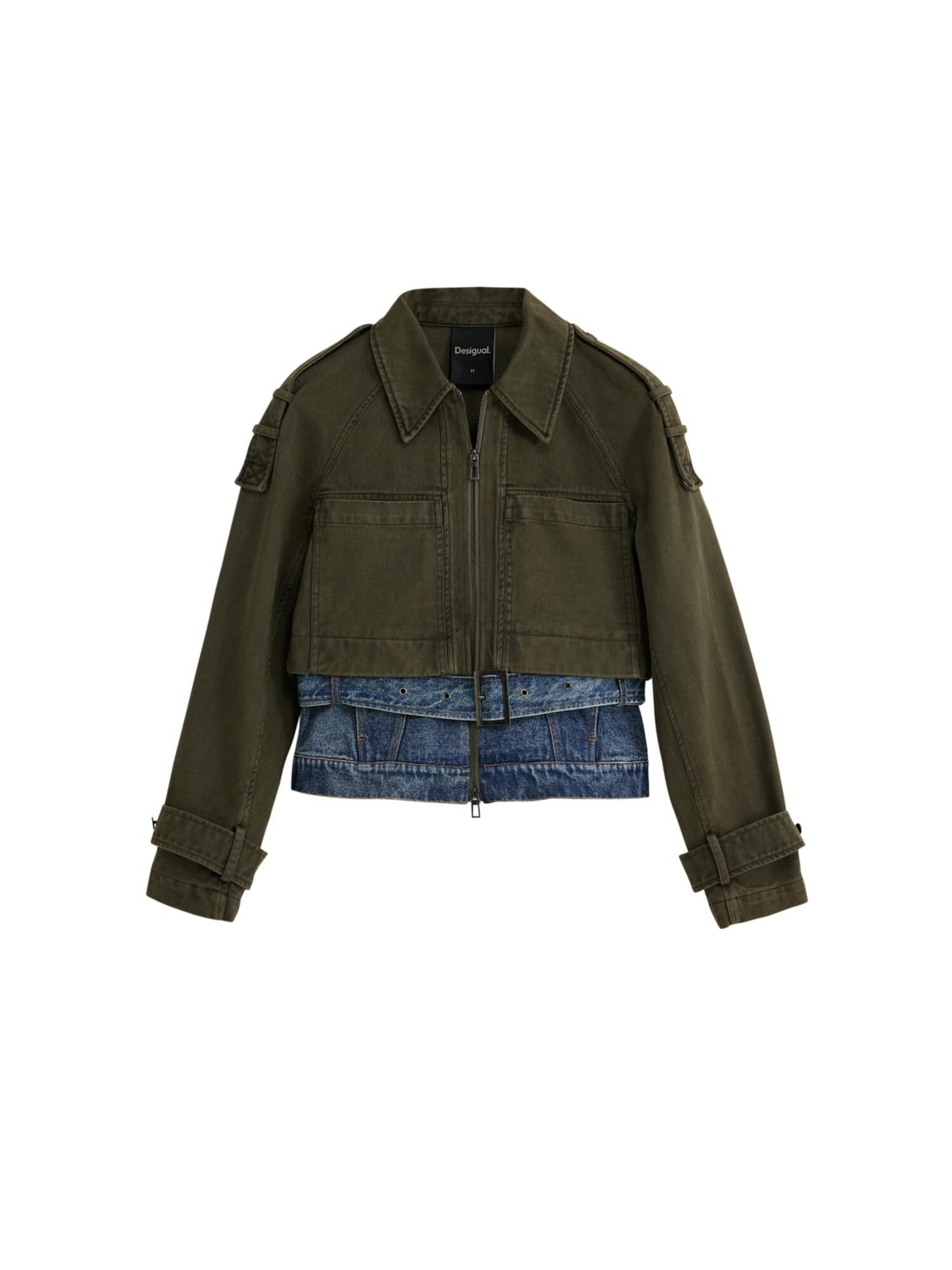 zaļš Desigual Starpsezonu parka: no priekšpuses